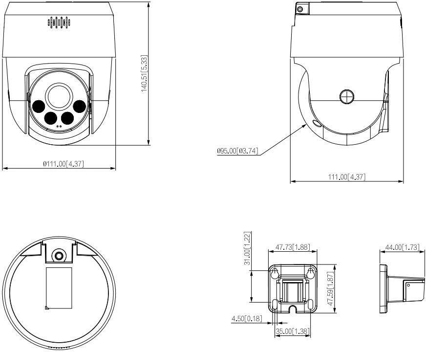 Dahua Kamera Dahua Technology WizSense SD2A500NB-GNY-A-PV Turret IP apsaugos kamera Lauko 2560 x 1920 pikselių Lubinės/sienos