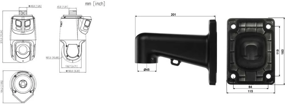IP GREITASUKĖ LAUKO KAMERA SDT4E425-8P-GB-APV1-Juodas TiOC WizSense Smart Dual Light 4 Mpx 5...125 mm + 8 Mpx panoramic, DAHUA