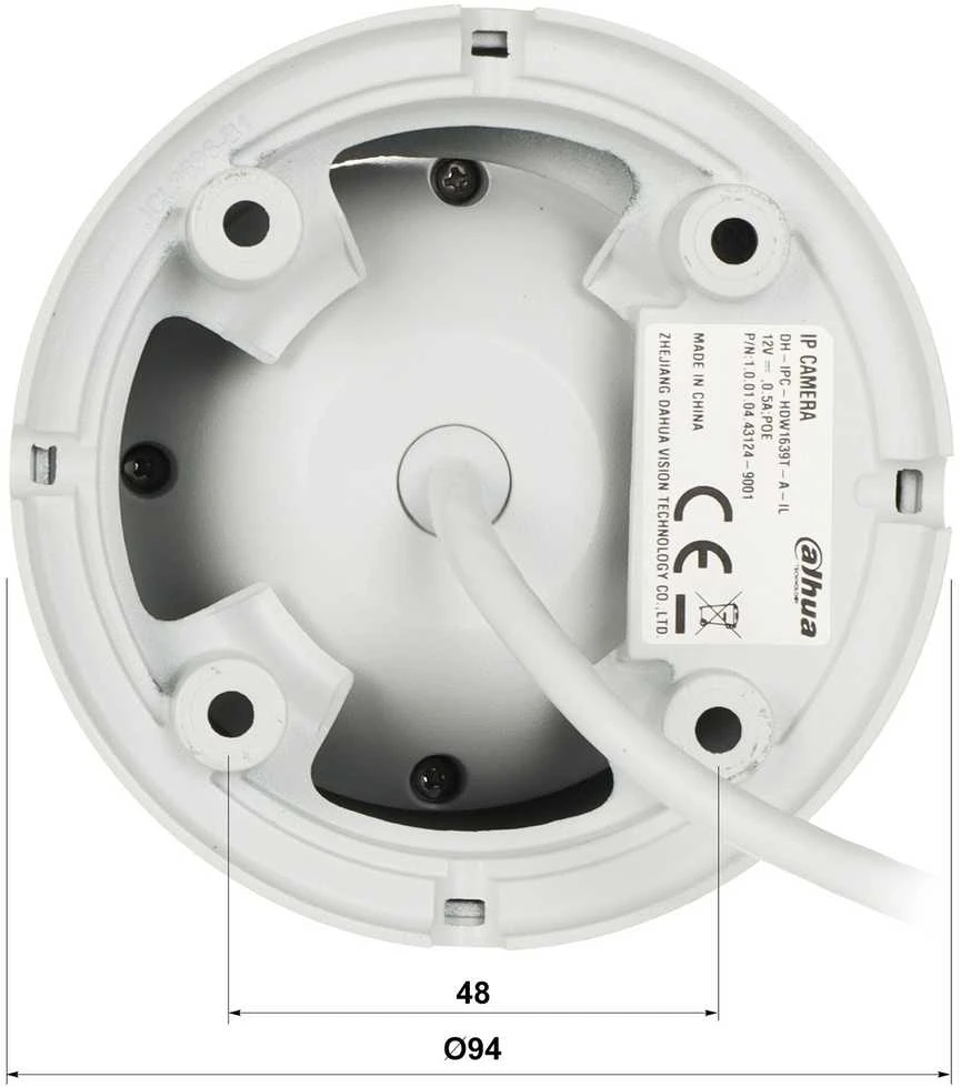 Dahua Kamera IP Camera DAHUA IPC-HDW1639T-A-IL-0280B-S6 Baltas