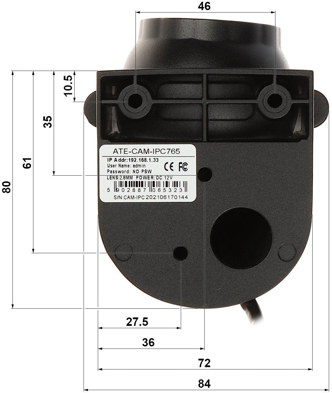 Autone IP MOBILE KAMEROS ATE-CAM-IPC765 – 1080p 2,8 mm AUTOMATINIS