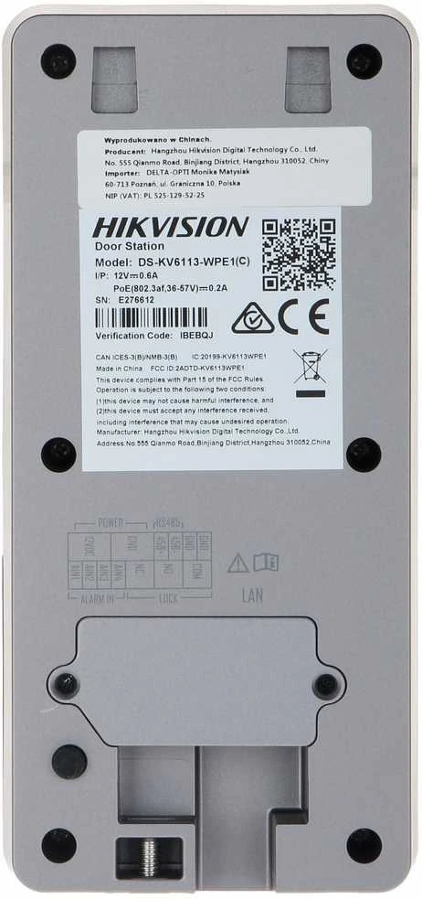 IP VIDEO DOMOFONAS HIKVISION DS-KV6113-WPE1(C) Wi-Fi / IP, skambina tiesiai į Hik-Connect