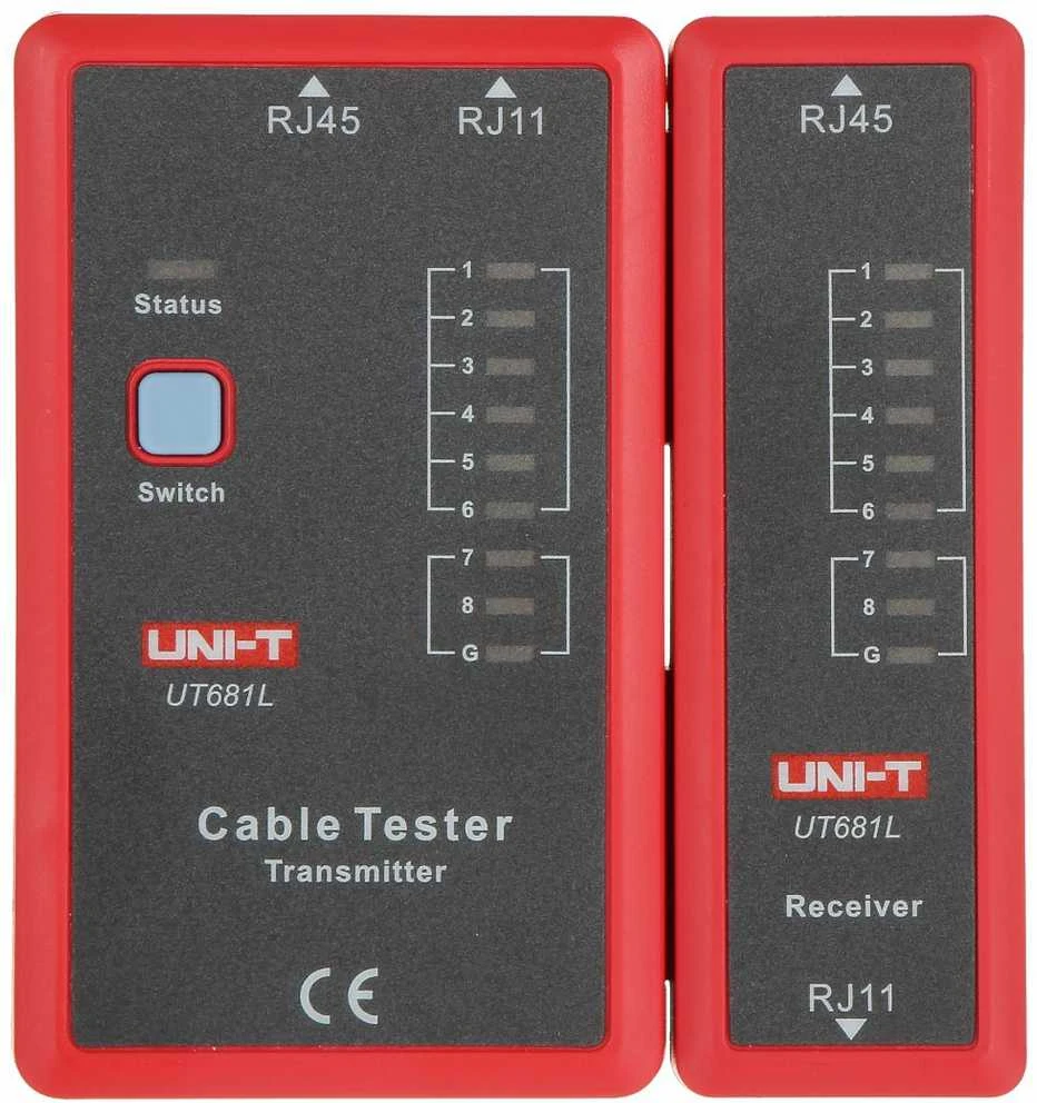 Kompiuterinio tinklo kabelių testeris RJ45+RJ11 UT681L UNI-T