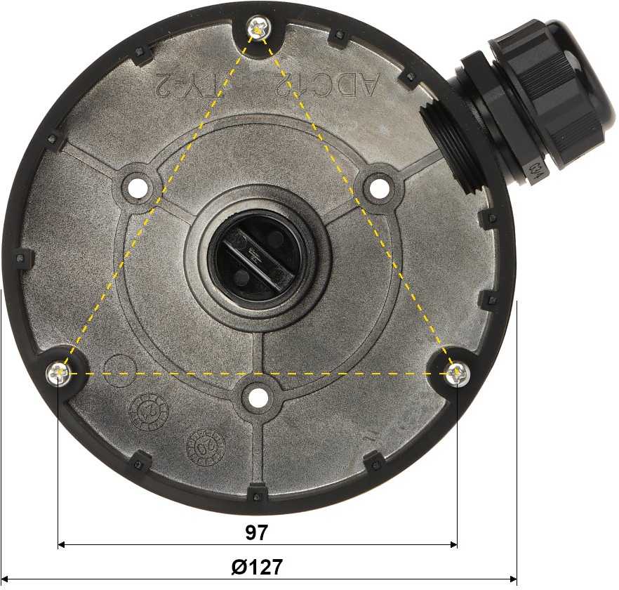 Hikvision DS-1280ZJ-DM8 montavimo bazė su techniniais matmenimis