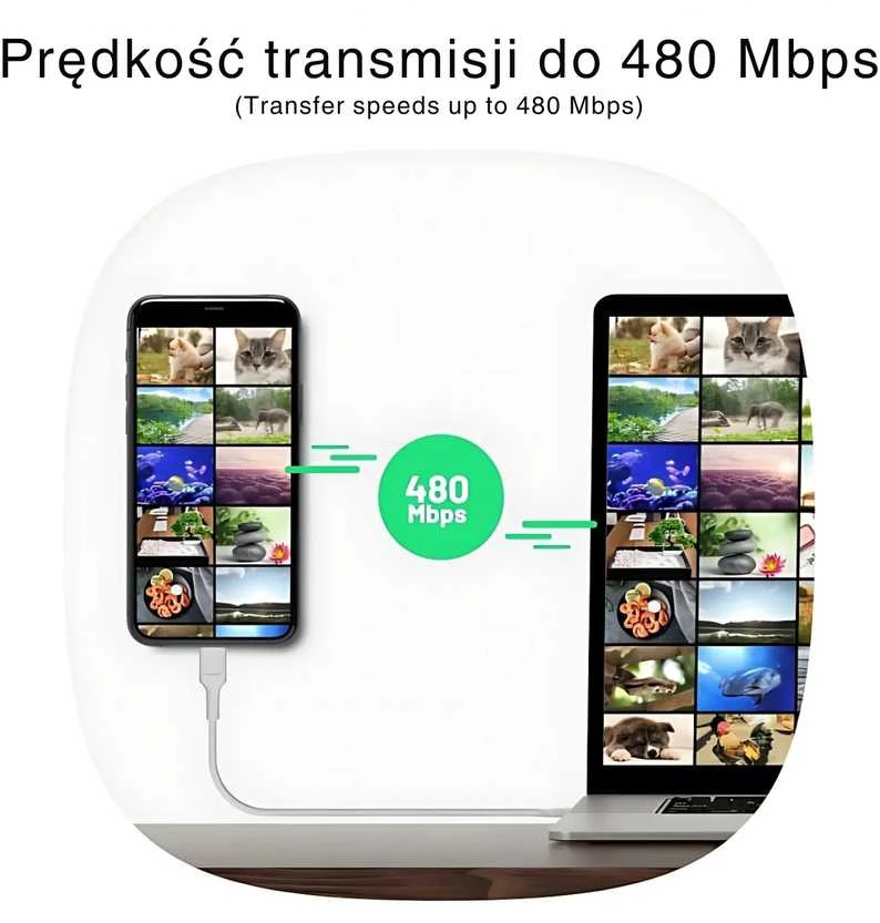 Green Cell Žalias Cell USB-C laidas 1.2 m 100 W Greencell PowerStream greito įkrovimo PD Mint Žalias