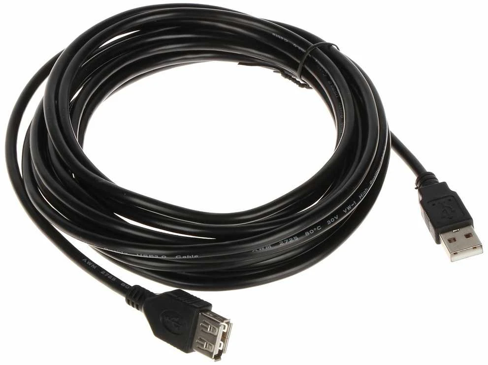 LANBERG CA-USBE-10CC-0050-BK extension cable USB 2.0 AM-AF 5m juodas