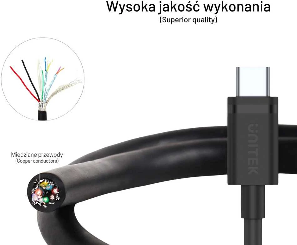 UNITEK CABLE USB-A – USB-C 3.1. 0,25 m Y-C490BK