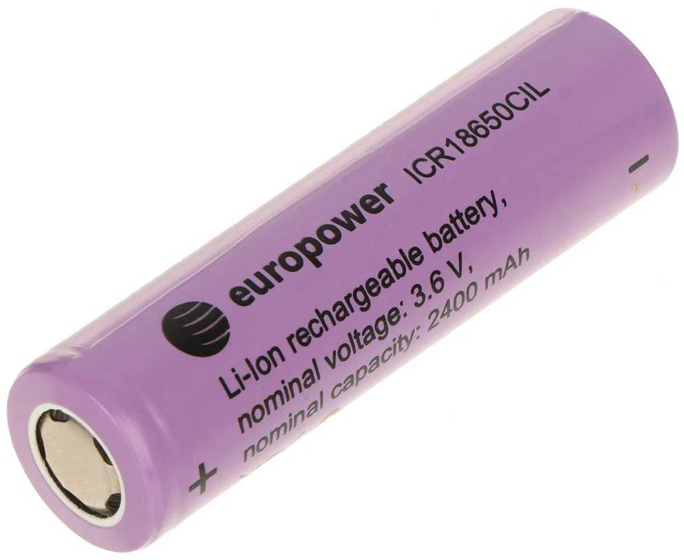 Europower 18650 akumuliatorius su techniniais parametrais