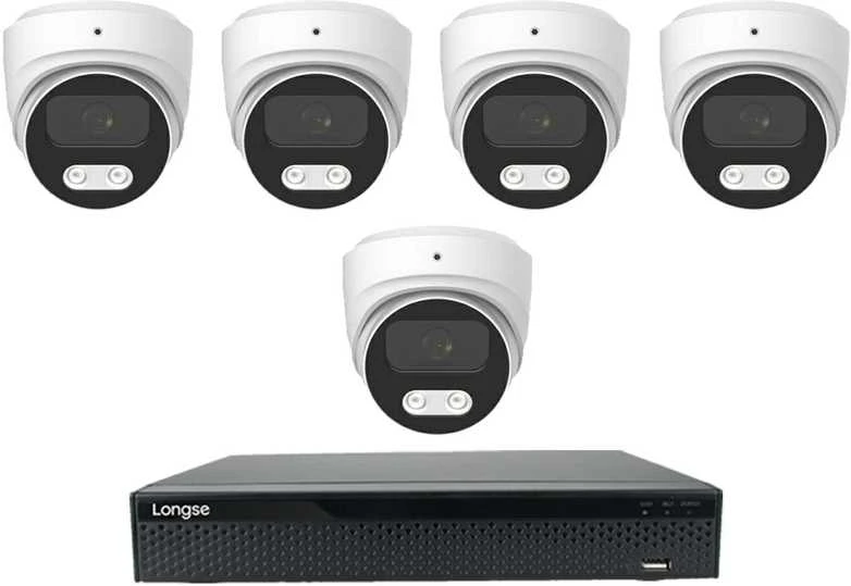 8 megapikselių raiškos IP kamerų komplektas Longse - 5- 8 kameros CMSBKL8RC Hybrid light, žmogaus ir automobilio detekcija, Kamerų kiekis: 5, Vaizdo ir maitinimo kabeliai: Be kabelių