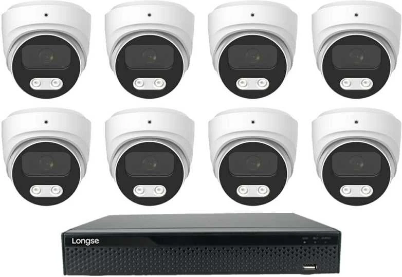 8 megapikselių raiškos IP kamerų komplektas Longse - 5- 8 kameros CMSBKL8RC Hybrid light, žmogaus ir automobilio detekcija, Kamerų kiekis: 8, Vaizdo ir maitinimo kabeliai: Be kabelių