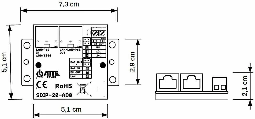MAITINIMO ADAPTERIS POE SDIP-20-AD0 ATTE