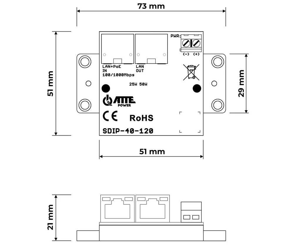 MAITINIMO ADAPTERIS POE SDIP-40-120 ATTE
