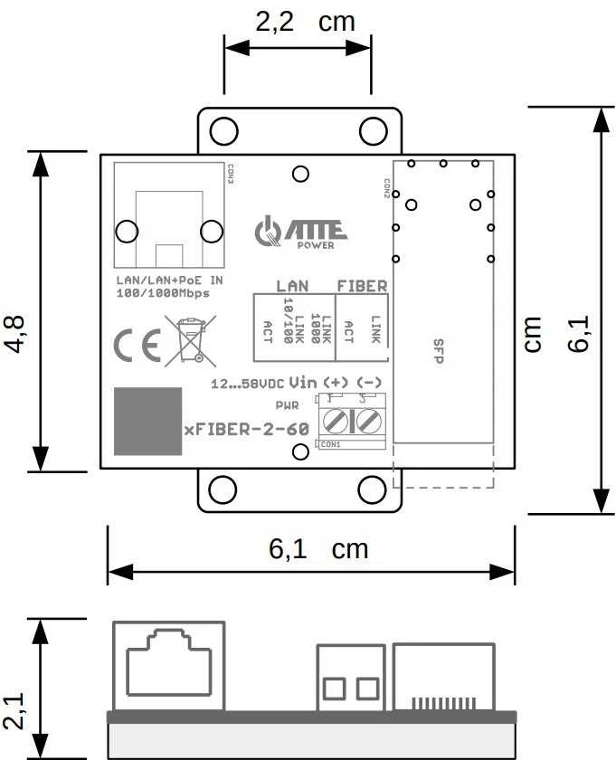 MEDIA KONVERTERIS XFIBER-2-60 SFP ATTE
