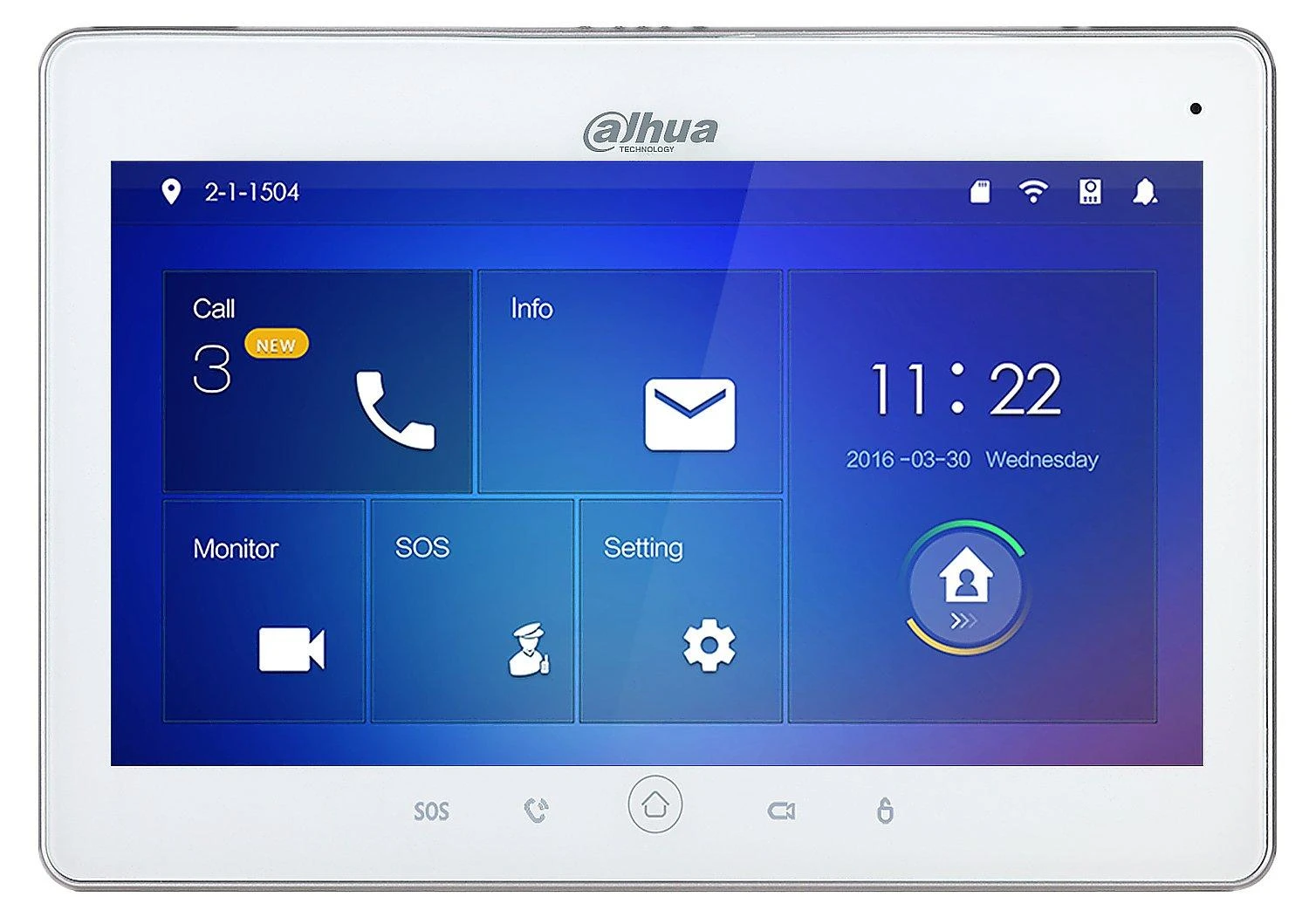 Dahua Technology Co 10 colių IP domofono monitorius su WIFI,10 col. su kam.1024x600,Micro SD kort. prievadas, PoE