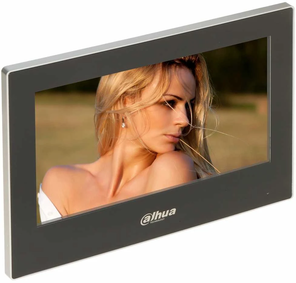 Dahua IP domofono monitorius 7 colių, PoE, veikia tik SIP protokolu, Wi-Fi, juodas