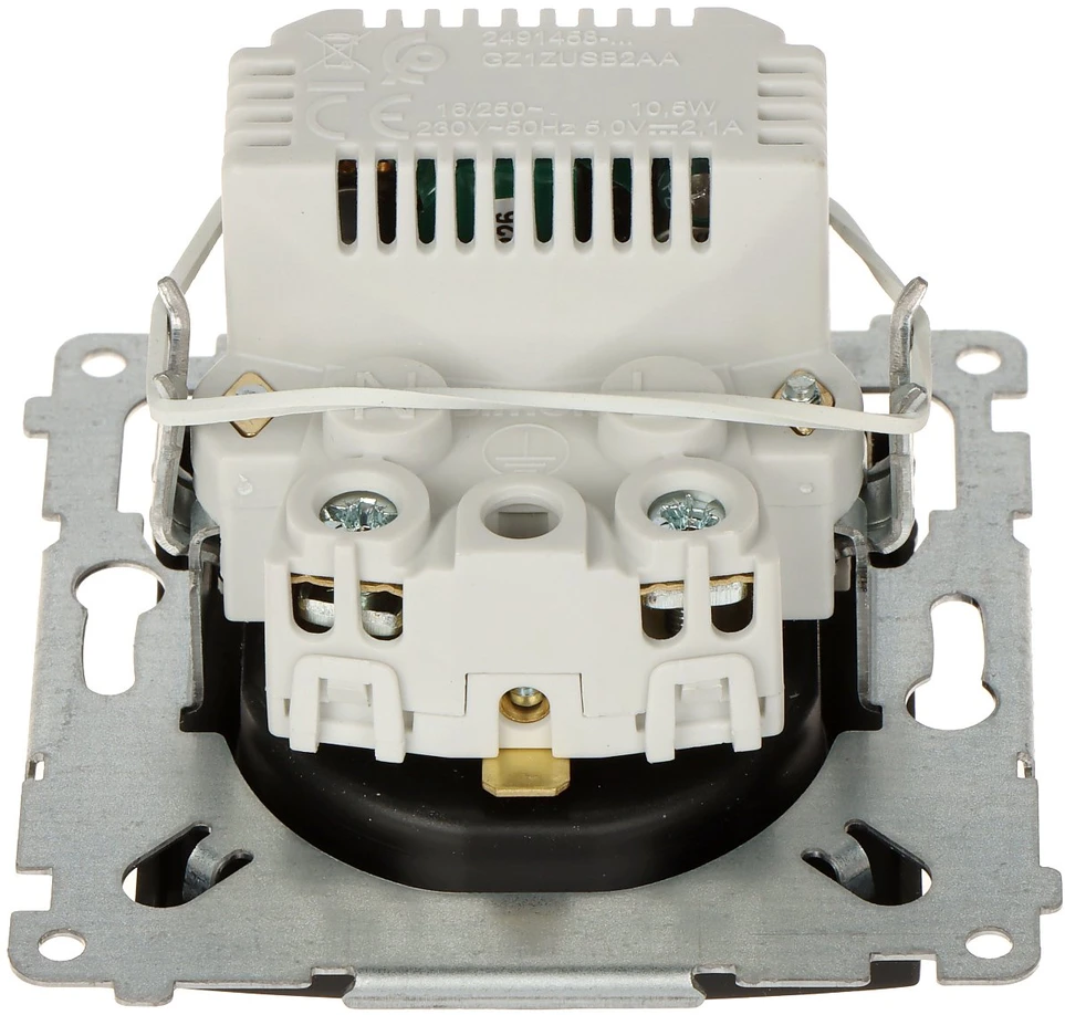 Schneider Electric PAVIENIS LIZDAS SU MAITINIMO ŠALTINIU USB DGZ1ZUSB2AA.01/49-SIMON54 Premium 230 V 16 A