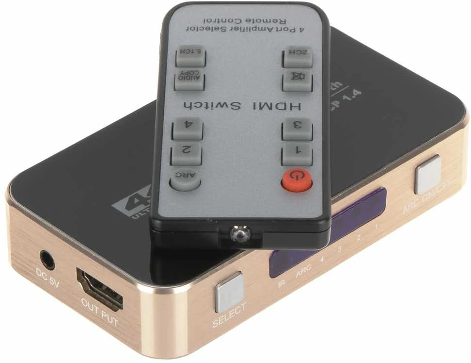 HDMI perjungiklis 4 į 1 su nuotolinio valdymo pulteliu