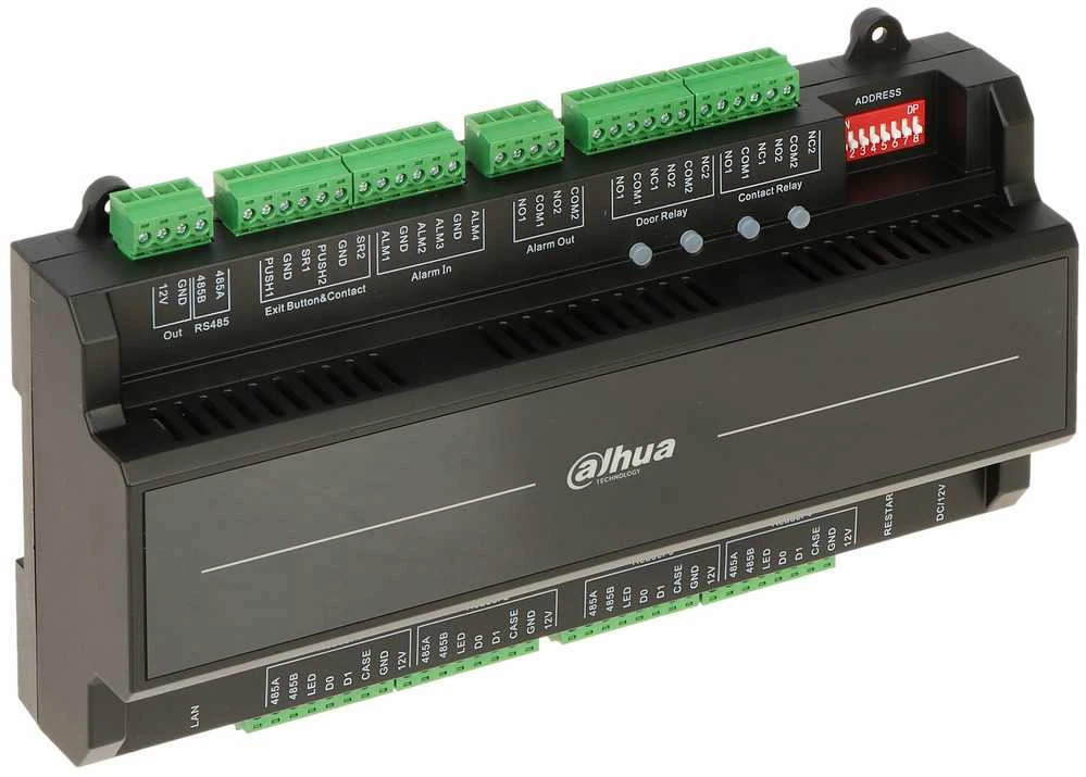Dahua ASC2202B-D: jungčių terminalai ir DIP jungikliai