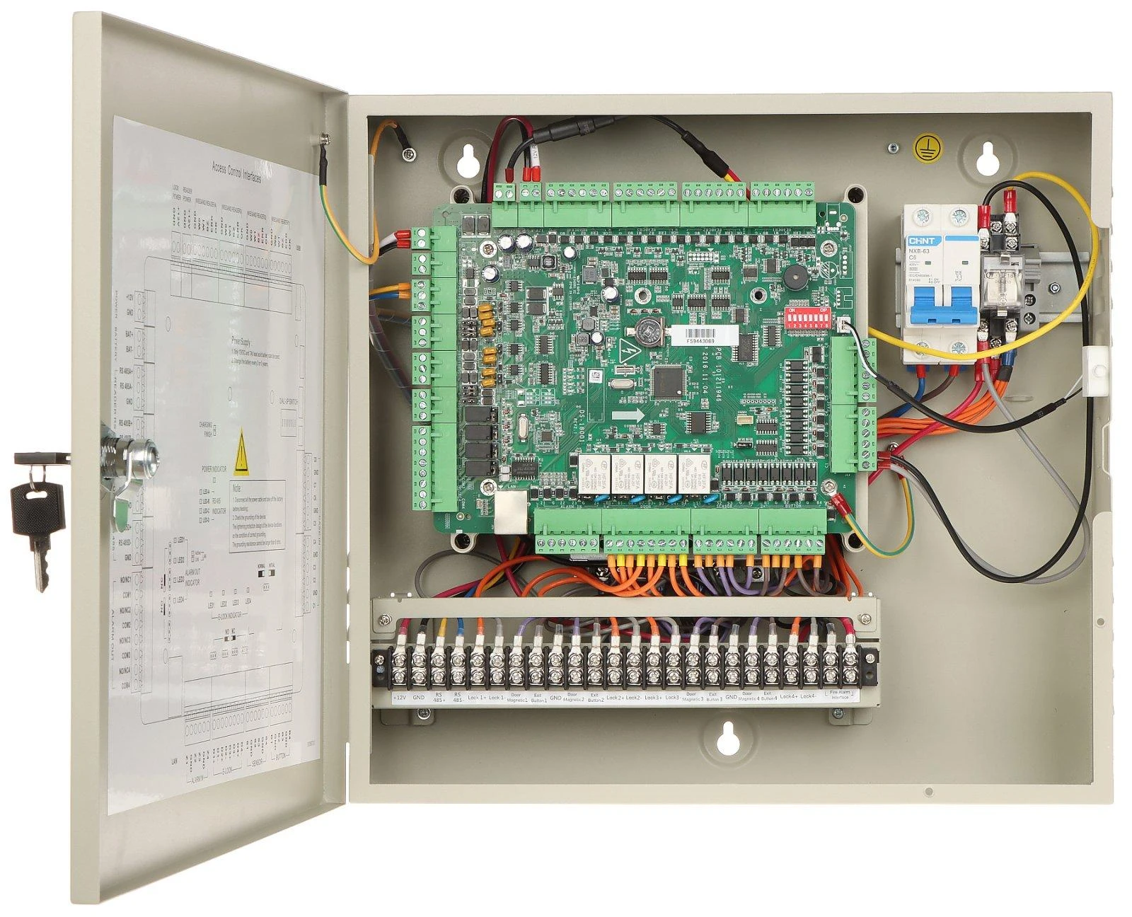 Hikvision DS-K2604T iš vidaus su atvira spintelė
