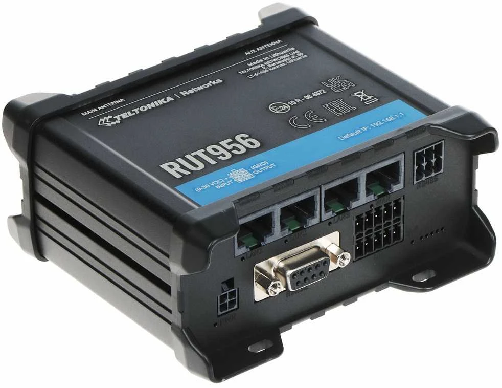 Šakotuvas Teltonika | Pramoninis maršrutizatorius | RUT956 | 802.11n | 10/100 Mbit/s | Ethernet LAN (RJ-45) jungtys 4 | Palaikomas tinklelis: ne | MU-MiMO: ne | 2G/3G/4G | Antenos tipas: 2 x SMA, skirtas LTE, 2 x RP-SMA, skirtas WiFi, 1 x SMA, skirtas GNSS | 1 x USB 2.0