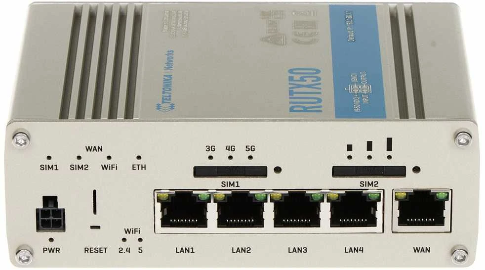 Teltonika | PRAMONINIS 5G MARŠRUTIZATORIUS | RUTX50 | 802.11ac | 867 Mbps | 10/100/1000 Mbps Mbps | Ethernet LAN (RJ-45) jungtys 5 | Tinklo palaikymas: Taip | MU-MiMO: Taip | 5G | Antenos tipas: Vidinė