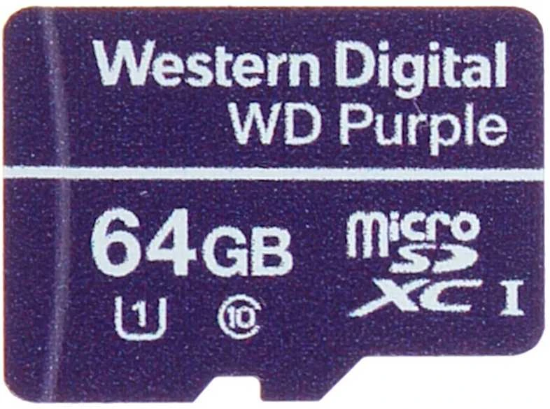 Atminties kortelė Western Digital WD Violetinė 64GB Surveillance Micro SD XC Class - 10 UHS 1