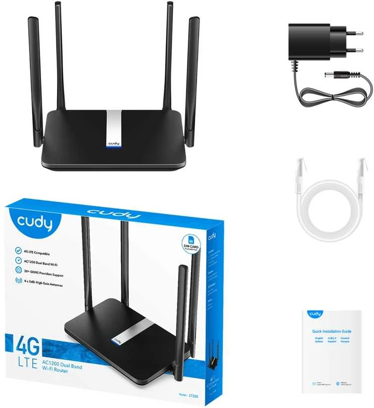 Belaidis Maršrutizatorius - Cudy LT500 Dual-Band 4G Greitasis Ethernet Juodas