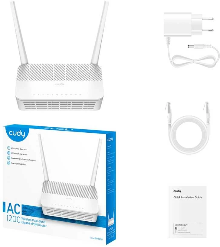 Maršrutizatorius ROUTER GP1200 Wi-Fi 5 GPON/EPON 2.4 GHz, 5 GHz CUDY
