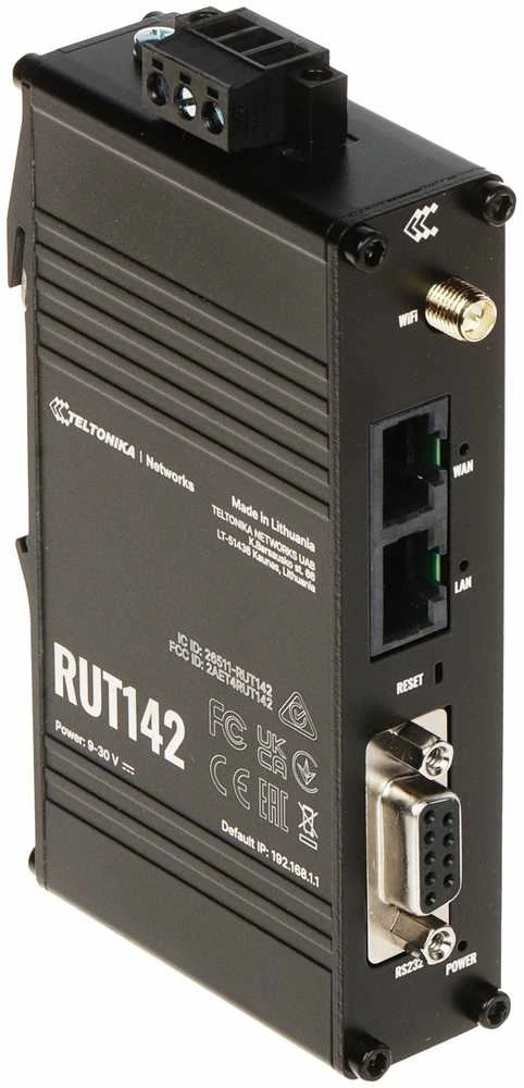 Teltonika | Ethernet Maršrutizatorius with RS232 (RUT142000000) | RUT142 | 802.11n | 10/100 Mbit/s | Ethernet LAN (RJ-45) jungtys 1 | Mesh Support No | MU-MiMO No | No mobile broadband