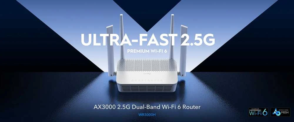 Maršrutizatorius ROUTER WR3000H Wi-Fi 6 2.4 GHz, 5 GHz CUDY