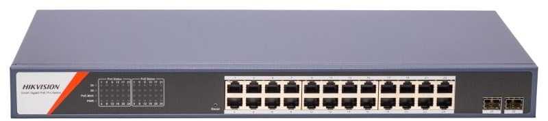 Šakotuvas 26 prievadų, 24 PoE prievadų komutatorius Hikvision DS-3E1526P-SI-24P2F