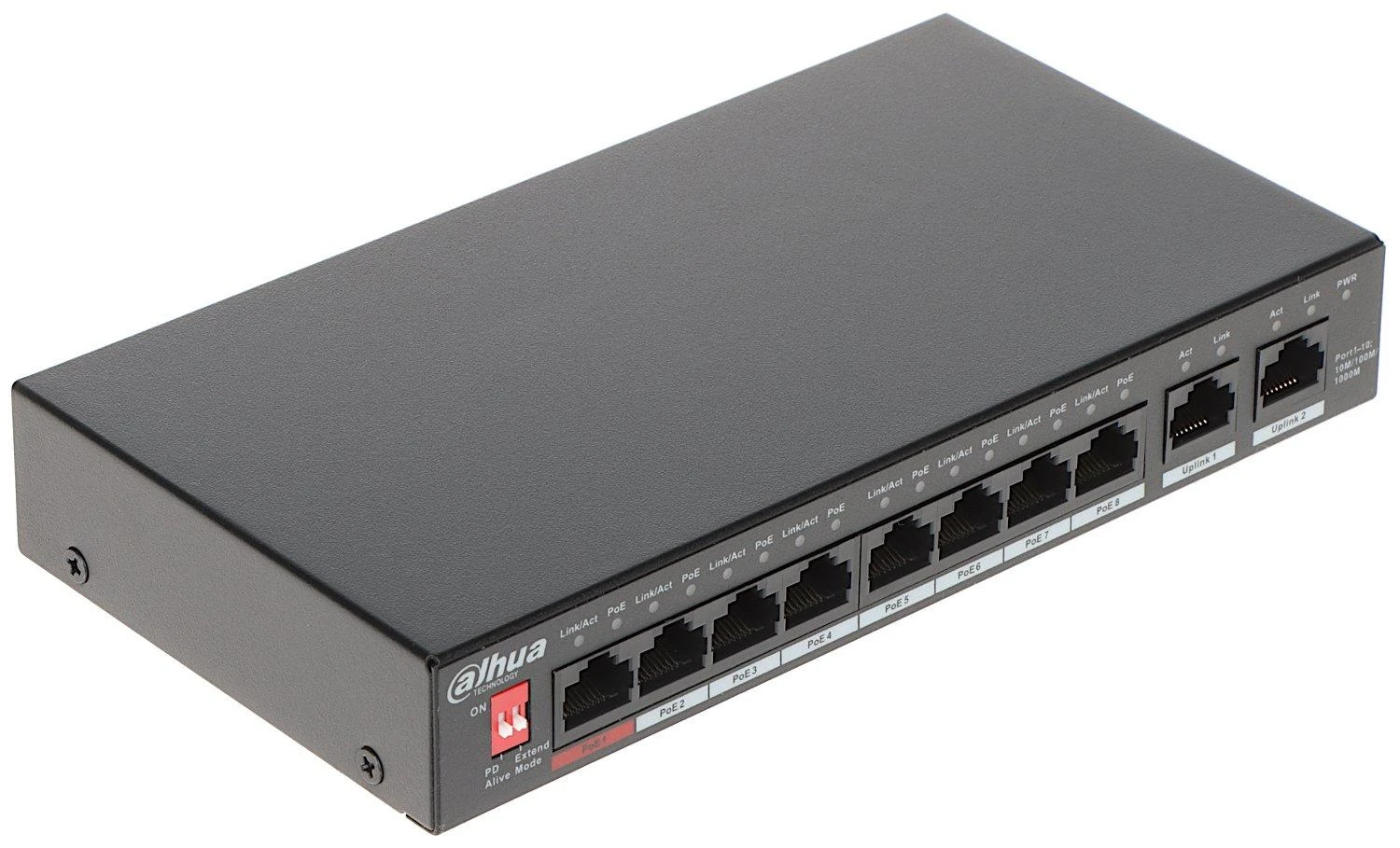 Šakotuvas PRAMONINIS SWITCH'AS POE PFS3010-8GT-96-V2 8 PRIEVADŲ DAHUA