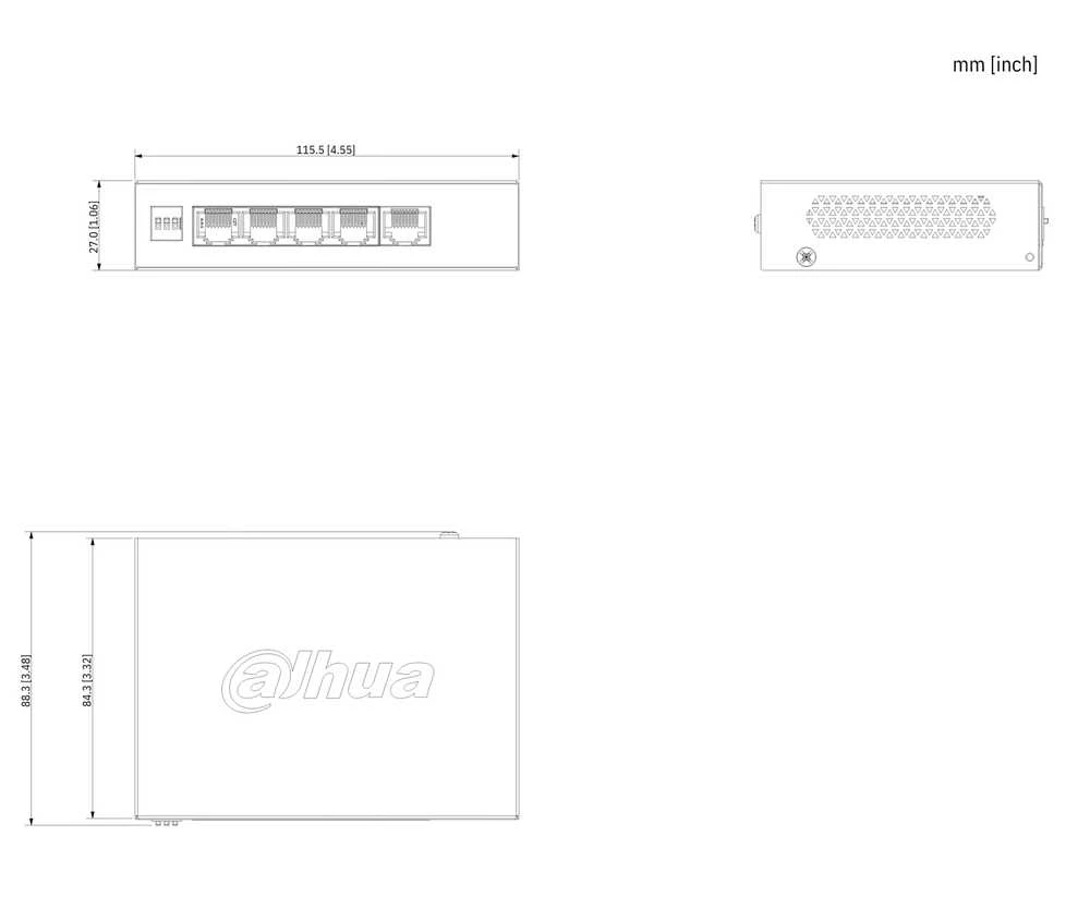 Šakotuvas SWITCH POE CS4005-4ET1GT-36 4 PRIEVADŲ DAHUA