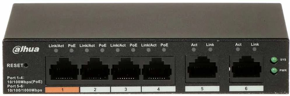 Šakotuvas SWITCH POE CS4006-4ET-60 4 PRIEVADŲ DAHUA
