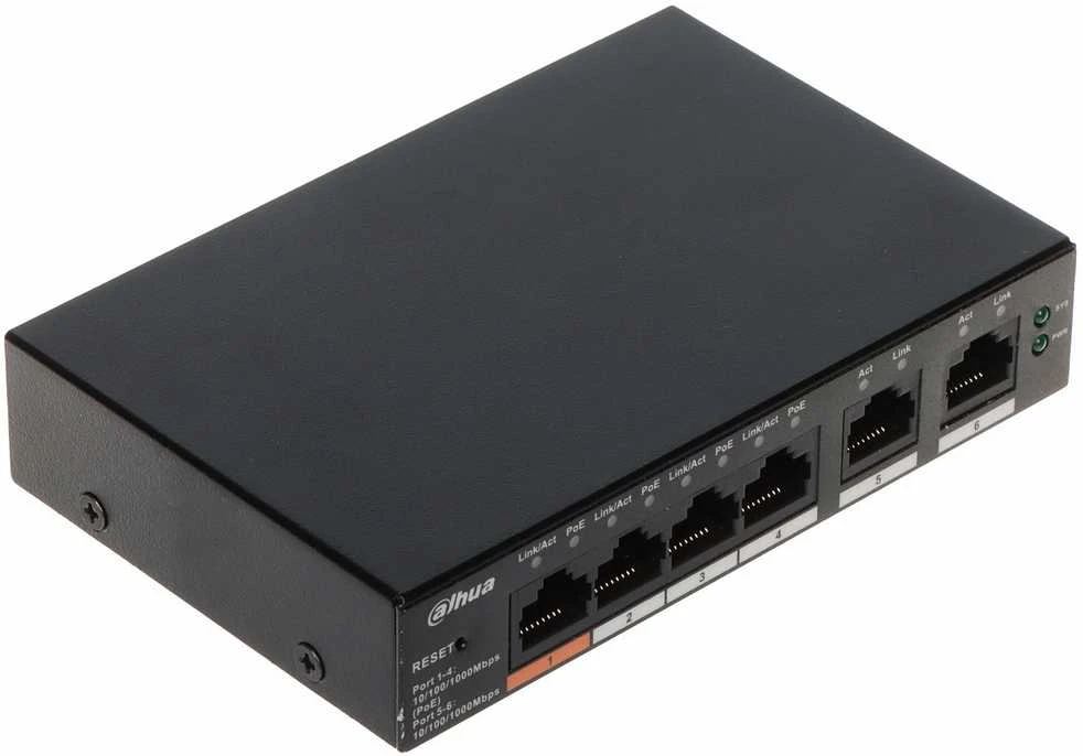Šakotuvas SWITCH POE CS4006-4GT-60 4 PRIEVADŲ DAHUA