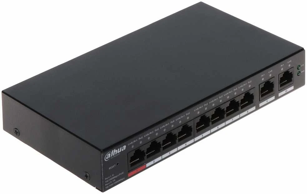 Šakotuvas SWITCH POE CS4010-8ET-110 8 PRIEVADŲ DAHUA
