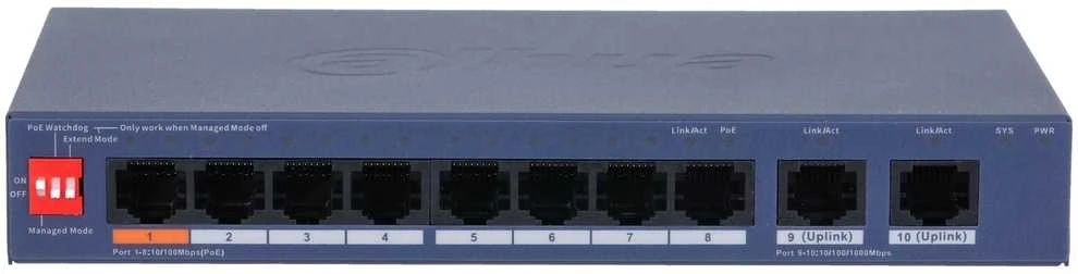 Šakotuvas SWITCH POE CS4010-8ET2GT-60 8 PRIEVADŲ DAHUA