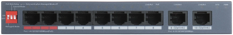 Šakotuvas SWITCH POE CS4010-8GT-110 10 PRIEVADŲ, 8 PoE DAHUA