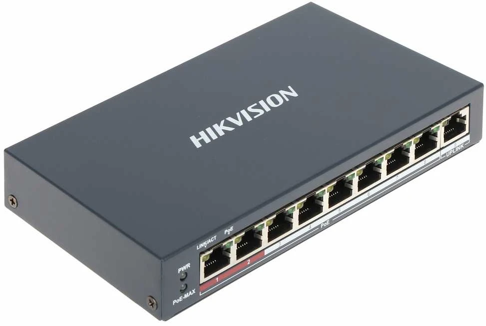 Šakotuvas Hikvision | 8 prievadų Gigabit jungiklis | DS-3E0109P-E(C) | Nevaldomas | Darbalaukis | PoE/Poe+ jungtys kiekis 8