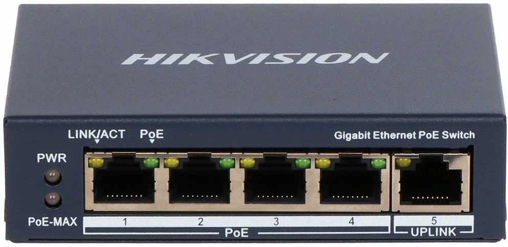 Šakotuvas Hikvision 5 prievadų 4 PoE prievadų komutatorius DS-3E0505P-E