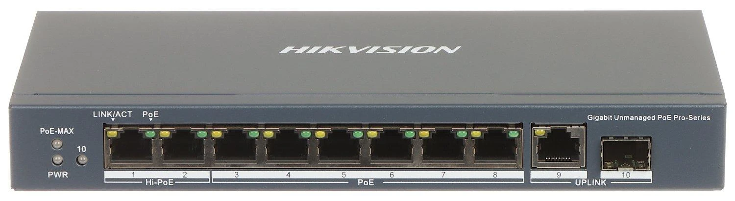 Šakotuvas SWITCH POE DS-3E0510HP-E 8 PRIEVADŲ SFP Hikvision