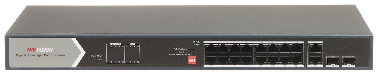 Šakotuvas SWITCH POE DS-3E0520HP-E 16 PRIEVADŲ SFP Hikvision