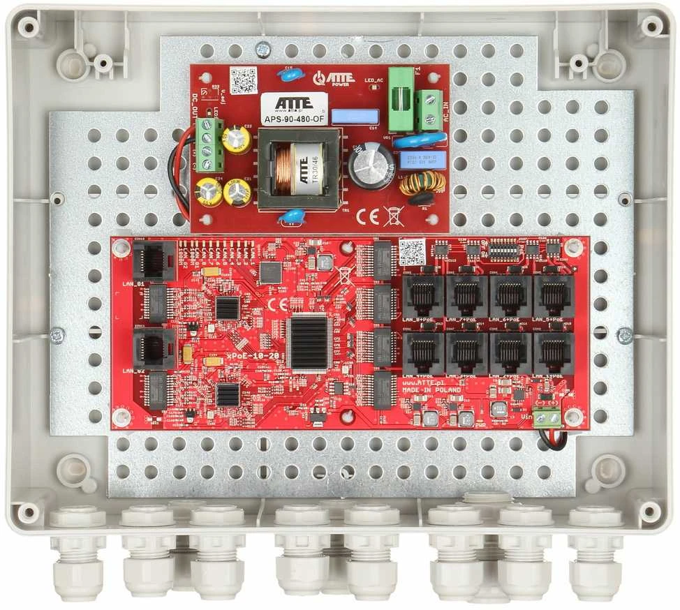 Šakotuvas SWITCH POE IP-8-20-L2 8 PRIEVADŲ ATTE