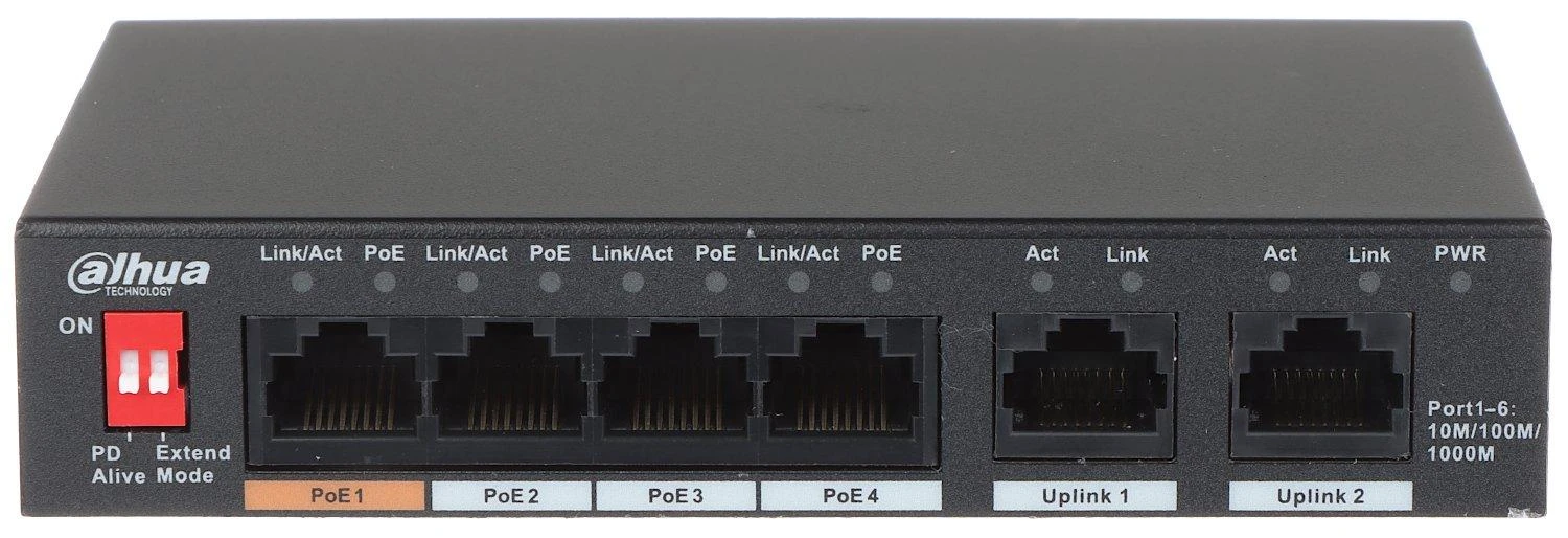 Šakotuvas SWITCH POE PFS3006-4GT-60-V2 4 PRIEVADŲ DAHUA