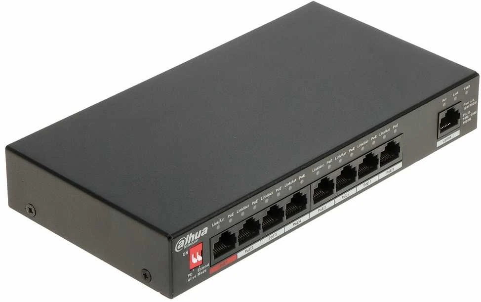 Šakotuvas SWITCH POE PFS3009-8ET1GT-96-V2 8 PRIEVADŲ DAHUA