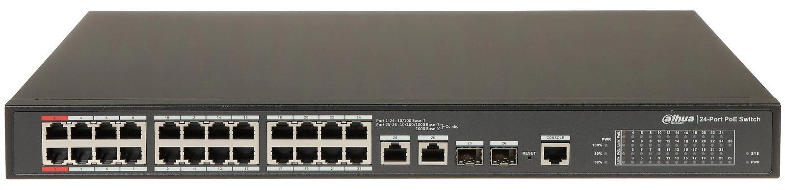 Šakotuvas SWITCH POE PFS4226-24ET-360-V3 24 PRIEVADŲ SFP DAHUA