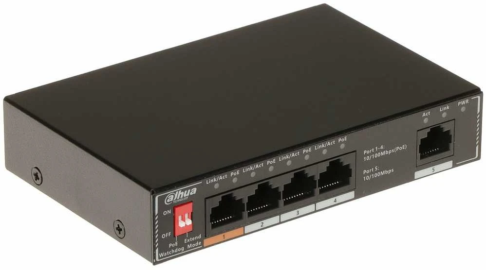 Šakotuvas SWITCH POE SF1005P 4 PRIEVADŲ DAHUA