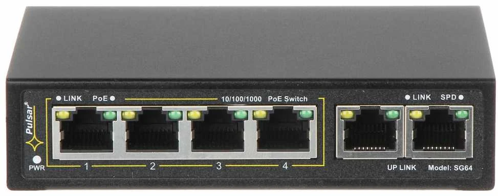 Šakotuvas SWITCH POE SG-64 4 PRIEVADŲ PULSAR