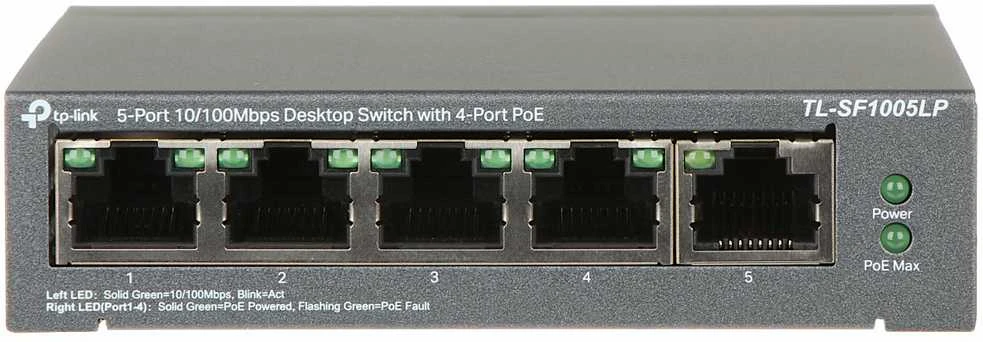 Šakotuvas TP-LINK | Jungiklis | TL-SF1005LP | Nevaldomas | Darbalaukis | 10/100 Mbps (RJ-45) jungtys kiekis 5 | Maitinimas per Ethernet (PoE) jungtys kiekis 4 | Maitinimo tipas Išorinis