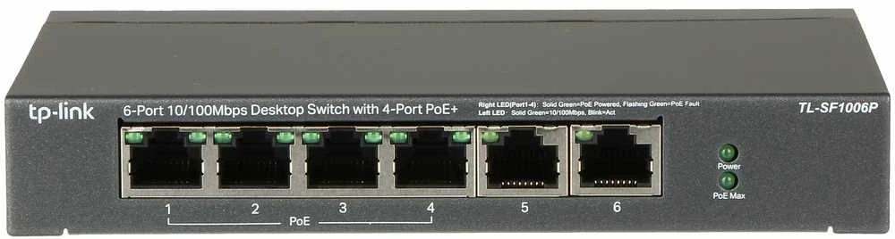 Šakotuvas SWITCH POE TL-SF1006P 6 PRIEVADŲ TP-LINK