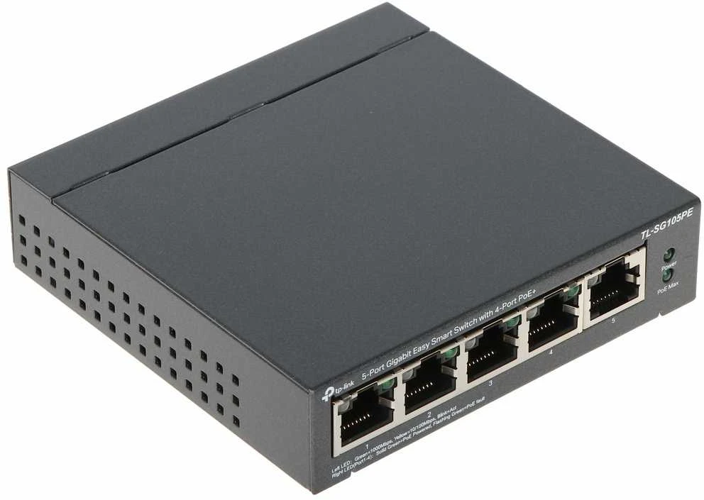 Šakotuvas TP-LINK | Jungiklis | TL-SG105PE | Nevaldomas | Darbalaukis | PoE+ jungtys kiekis 4 | Maitinimo tipas Išorinis